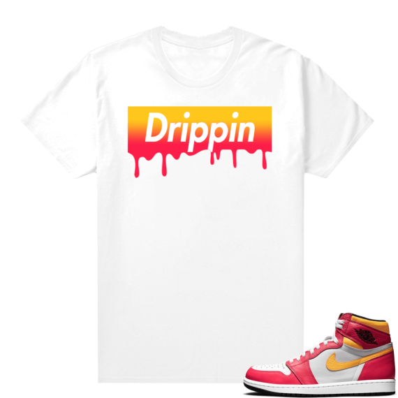 Light Fusion Red 1s Jordan Sneaker Tees Shirts Match White Drip Box