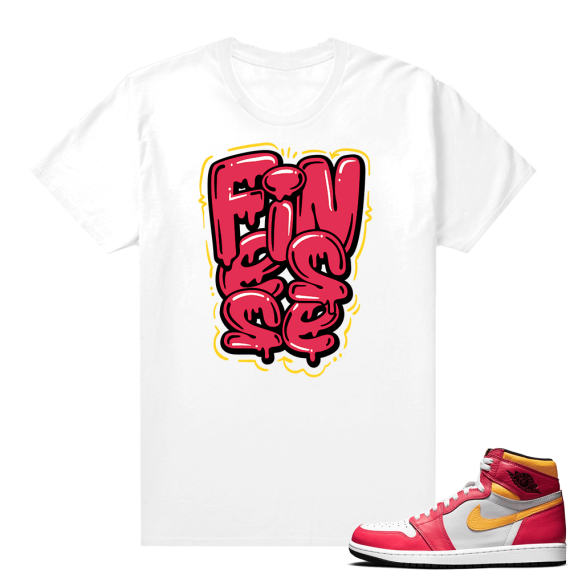 Light Fusion Red 1s Jordan Sneaker Tees Shirts Match White Finesse Bubble Drip