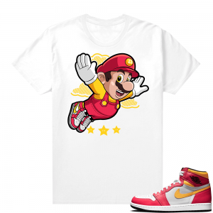 Light Fusion Red 1s Jordan Sneaker Tees Shirts Match White Fly Mario