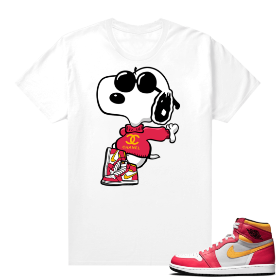 Light Fusion Red 1s Jordan Sneaker Tees Shirts Match White Fly Snoopy