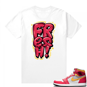 Light Fusion Red 1s Jordan Sneaker Tees Shirts Match White Fresh Bubble Drip