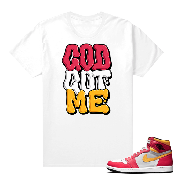 Light Fusion Red 1s Jordan Sneaker Tees Shirts Match White God Got Me Bubble Drip