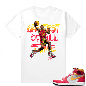 Light Fusion Red 1s Jordan Sneaker Tees Shirts Match White Greatest of All Time