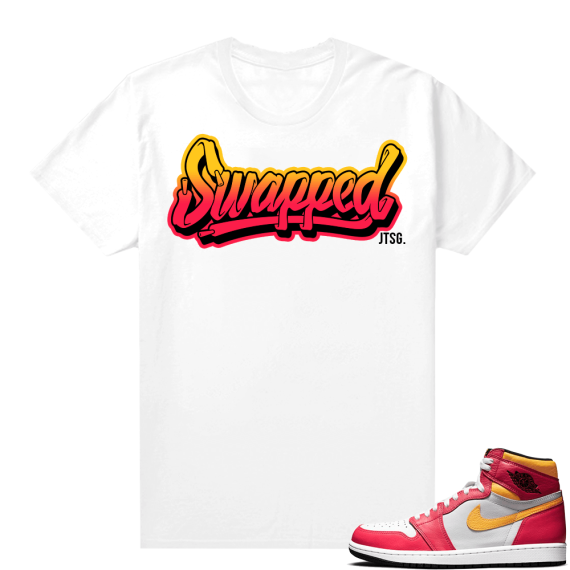 Light Fusion Red 1s Jordan Sneaker Tees Shirts Match White JTSG Swapped Logo