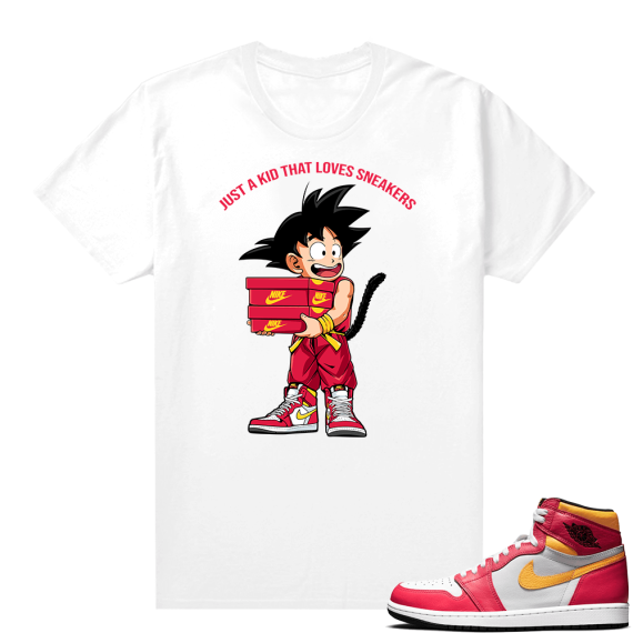 Light Fusion Red 1s Jordan Sneaker Tees Shirts Match White Just A Kid