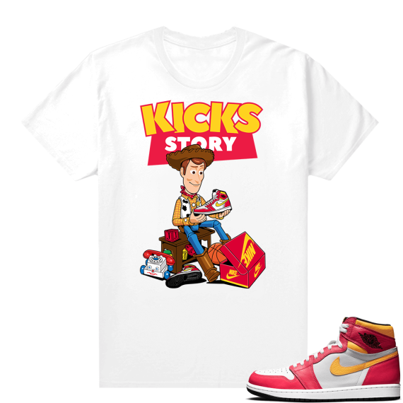 Light Fusion Red 1s Jordan Sneaker Tees Shirts Match White Kicks Story