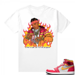 Light Fusion Red 1s Jordan Sneaker Tees Shirts Match White Lil Baby Goat Status