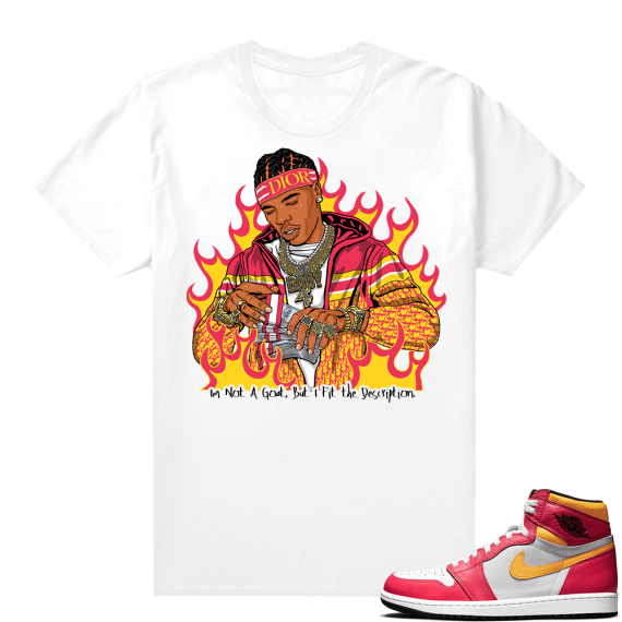 Light Fusion Red 1s Jordan Sneaker Tees Shirts Match White Lil Baby Goat Status