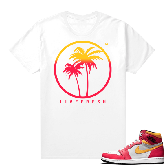 Light Fusion Red 1s Jordan Sneaker Tees Shirts Match White Live Fresh Palm