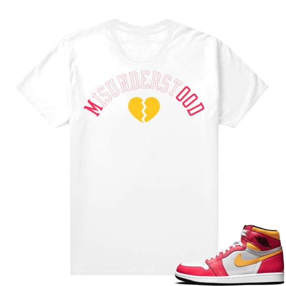 Light Fusion Red 1s Jordan Sneaker Tees Shirts Match White Misunderstood