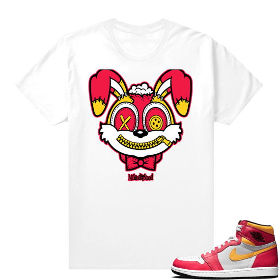 Light Fusion Red 1s Jordan Sneaker Tees Shirts Match White Bunny