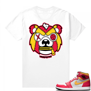 Light Fusion Red 1s Jordan Sneaker Tees Shirts Match White Grizzly