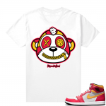 Light Fusion Red 1s Jordan Sneaker Tees Shirts Match White Monkey