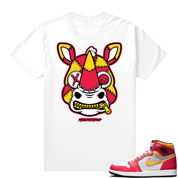 Light Fusion Red 1s Jordan Sneaker Tees Shirts Match White Rhino