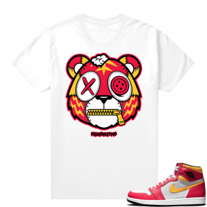 Light Fusion Red 1s Jordan Sneaker Tees Shirts Match White Tiger