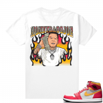 Light Fusion Red 1s Jordan Sneaker Tees Shirts Match White MoneyBagg Joe