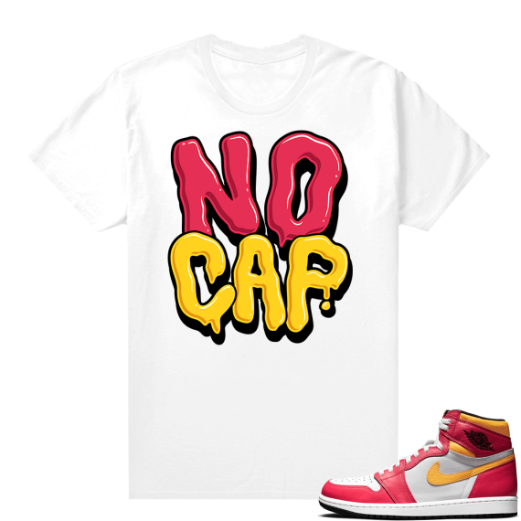 Light Fusion Red 1s Jordan Sneaker Tees Shirts Match White No Cap Bubble Drip