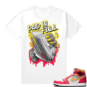 Light Fusion Red 1s Jordan Sneaker Tees Shirts Match White Paid In Full Drip