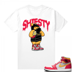 Light Fusion Red 1s Jordan Sneaker Tees Shirts Match White Pooh Shiesty