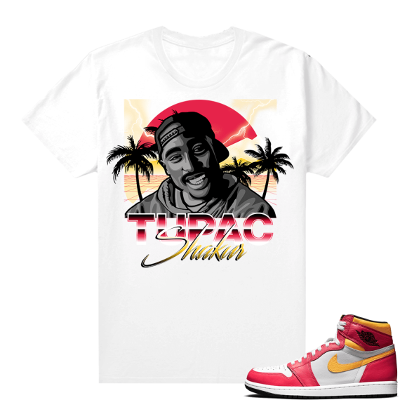 Light Fusion Red 1s Jordan Sneaker Tees Shirts Match White Retro Tupac