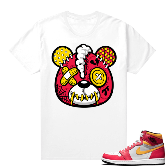 Light Fusion Red 1s Jordan Sneaker Tees Shirts Match White SZY Heart Break Bear