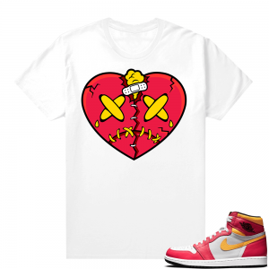 Light Fusion Red 1s Jordan Sneaker Tees Shirts Match White SZY Heart Broken