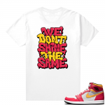 Light Fusion Red 1s Jordan Sneaker Tees Shirts Match White Shine the Same Bubble Drip