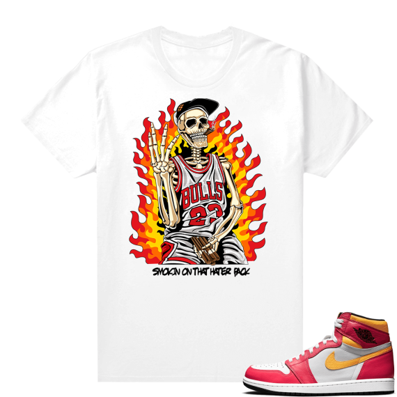 Light Fusion Red 1s Jordan Sneaker Tees Shirts Match White Smokin that Hater Pack