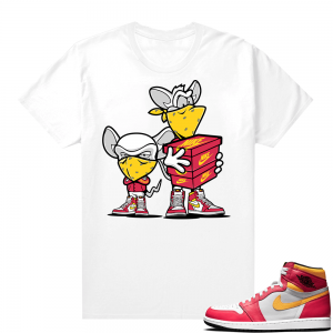 Light Fusion Red 1s Jordan Sneaker Tees Shirts Match White Sneaker Heist