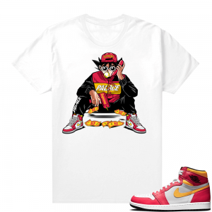 Light Fusion Red 1s Jordan Sneaker Tees Shirts Match White Sneaker Plug