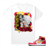 Light Fusion Red 1s Jordan Sneaker Tees Shirts Match White Stacks on Stacks