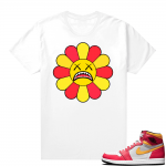 Light Fusion Red 1s Jordan Sneaker Tees Shirts Match White SunFlower Smiley