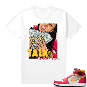 Light Fusion Red 1s Jordan Sneaker Tees Shirts Match White Talk to Me Nicely