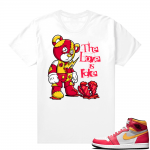 Light Fusion Red 1s Jordan Sneaker Tees Shirts Match White The Love is Fake Bear V2