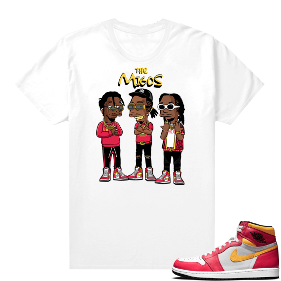 Light Fusion Red 1s Jordan Sneaker Tees Shirts Match White The Migos