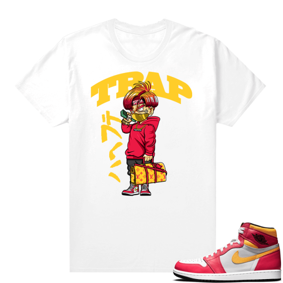 Light Fusion Red 1s Jordan Sneaker Tees Shirts Match White Trap Trunks