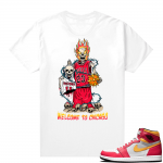 Light Fusion Red 1s Jordan Sneaker Tees Shirts Match White Welcome to Chicago