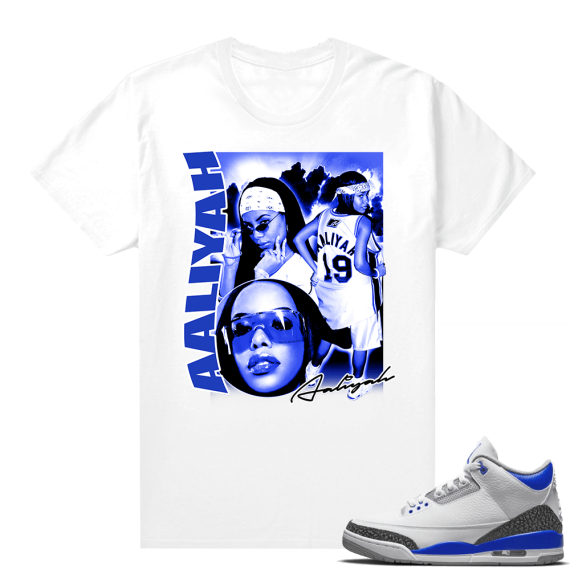 Racer Blue 3s Jordan Sneaker Tees Aaliyah Rap Tee