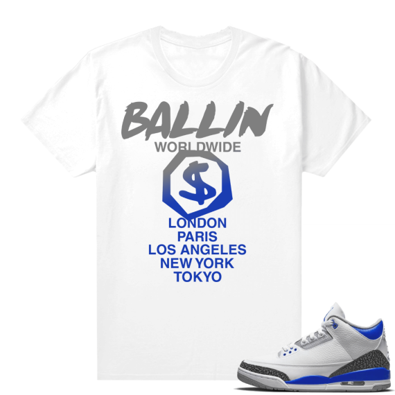 Racer Blue 3s Jordan Sneaker Tees Ballin Worldwide