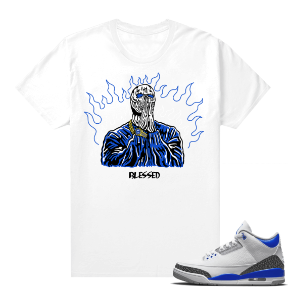 Racer Blue 3s Jordan Sneaker Tees Blessed