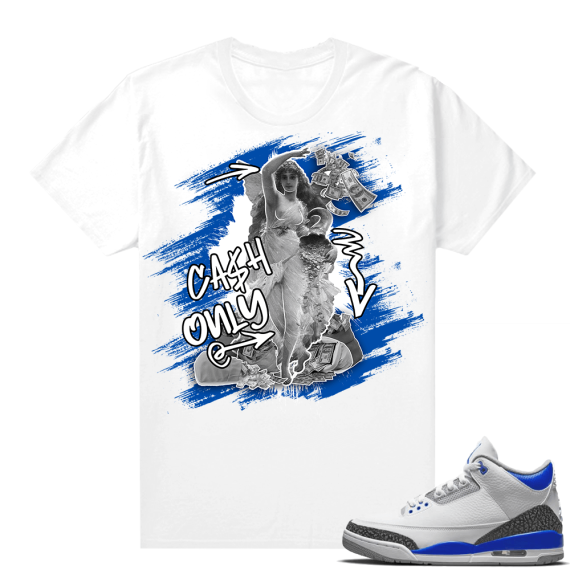 Racer Blue 3s Jordan Sneaker Tees Cash Only