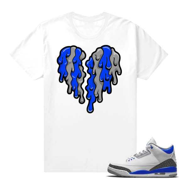 Racer Blue 3s Jordan Sneaker Tees Heart Break Drip