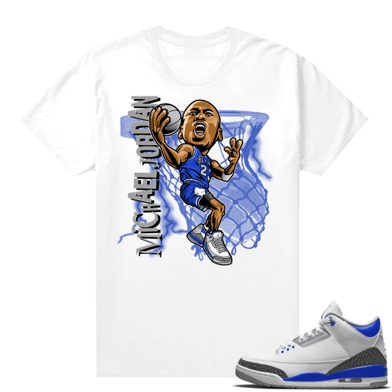 Racer Blue 3s Jordan Sneaker Tees MJ Finesse