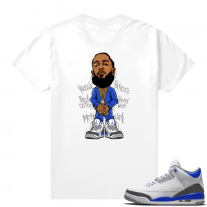 Racer Blue 3s Jordan Sneaker Tees Nipsey Hussle