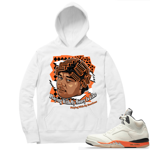 Shattered Backboard 5s Matching Hoodies White Big Worm