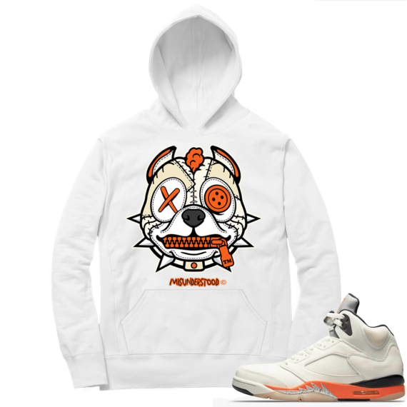 Shattered Backboard 5s Matching Hoodies White Pitbull