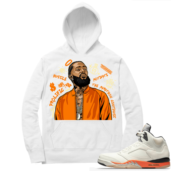 Shattered Backboard 5s Matching Hoodies White Nipsey Tribute