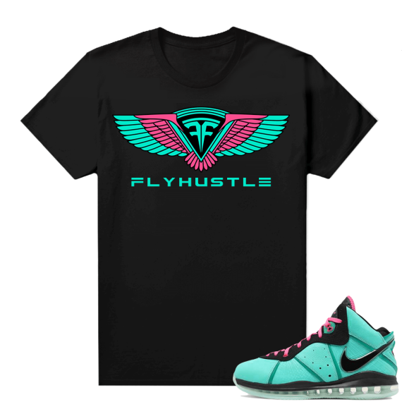 South Beach Lebron 8 Sneaker tees match Black FlyHustle Wings Logo