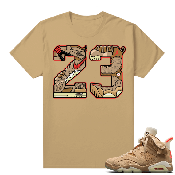 Travis Scott 6s British Khaki sneaker tees shirt 23 Mashup