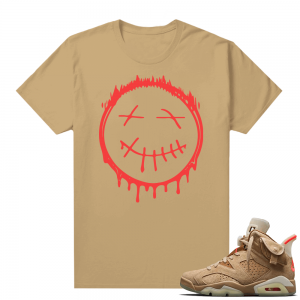 Travis Scott 6s British Khaki sneaker tees shirt Cactus Smiley Drip